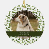 Pet Green Bone Hearts Pattern 2 Photo セラミックオーナメント (裏面)