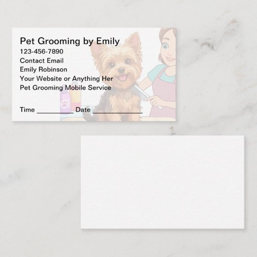 Pet Grooming Appointment Cards Design Template 予約カード (正面/裏面)