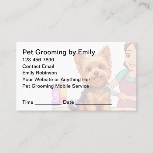 Pet Grooming Appointment Cards Design Template 予約カード (正面)