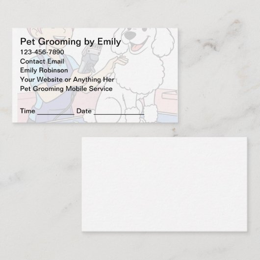 Pet Grooming Appointment Cards Design Template 予約カード (正面/裏面)