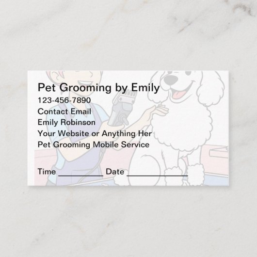 Pet Grooming Appointment Cards Design Template 予約カード (正面)
