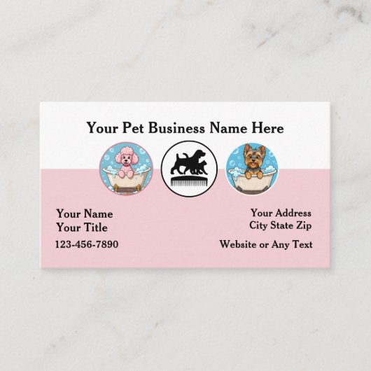 Pet Grooming Cute Business Cards 名刺 (正面)