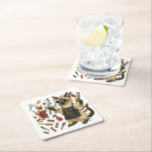 Pet grooming hairdresser for cat lovers スクエアペーパーコースター (インサイチュ)