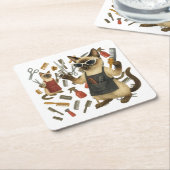 Pet grooming hairdresser for cat lovers スクエアペーパーコースター (アングル)
