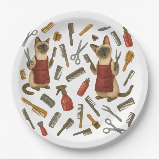Pet grooming hairdresser for cat lovers ペーパープレート (正面)