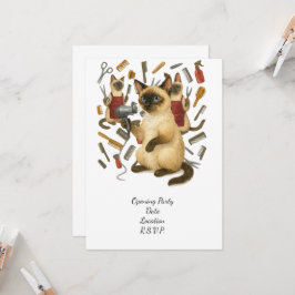 Pet grooming hairdresser for cat lovers 招待状