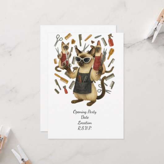 Pet grooming hairdresser for cat lovers 招待状 (正面/裏面インサイチュ)