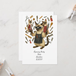 Pet grooming hairdresser for cat lovers 招待状