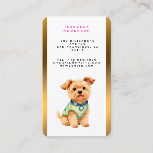 Pet Grooming Personalized Gold Elegant Collection 名刺 (正面)