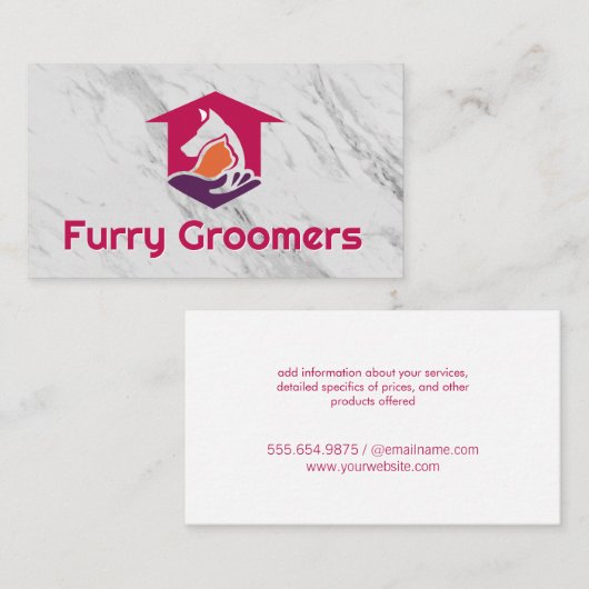 Pet Grooming | Scissors | Cute Dog Cat 名刺 (正面/裏面)