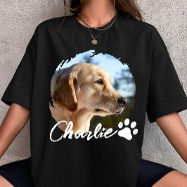 Pet Grunge Simple Modern Custom Dog Photo & Name Tシャツ
