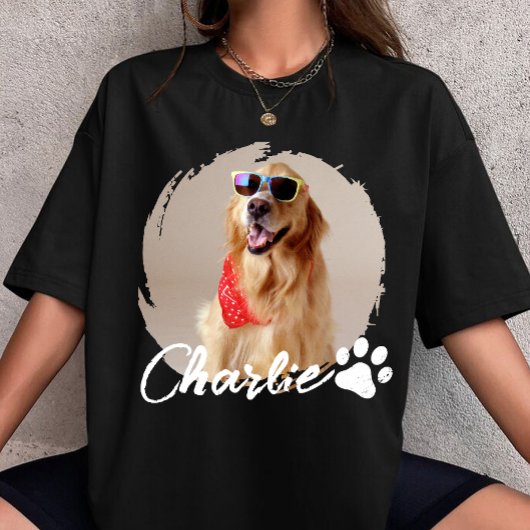 Pet Grunge Simple Modern Custom Dog Photo & Name Tシャツ