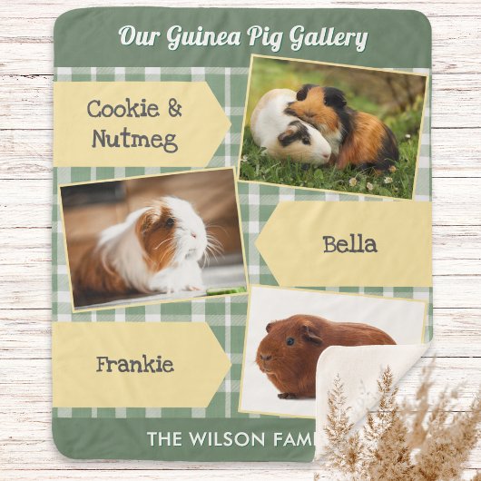 Pet Guinea Pig Photo Collage Personalized シェルパブランケット
