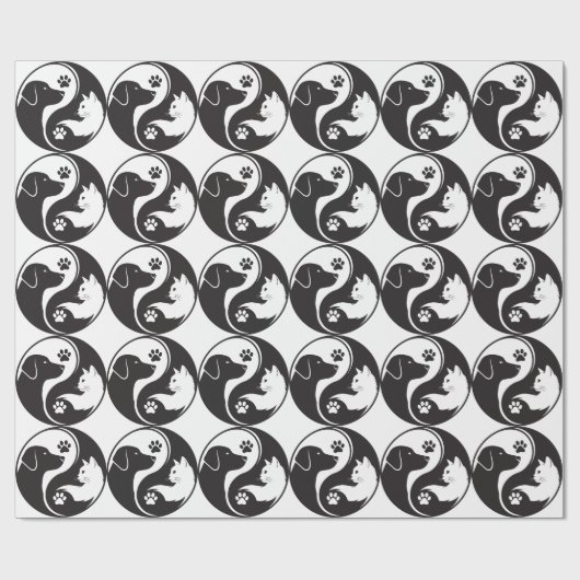 Pet Harmony Yin Yang Pattern Wrapping Paper - Cat  ラッピングペーパー (フラット)