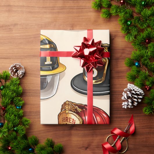Pet helmet pattern fire station wrap ラッピングペーパー (クリスマスギフト)