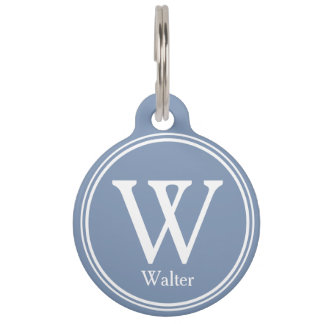 Pet ID Personalized Custom Name Tags - Grey Blue ペット　ネームタグ