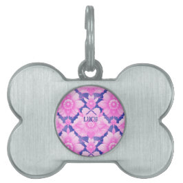 Pet ID Tag Vibrant pink fancy  ペットネームタグ