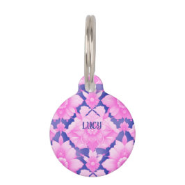 Pet ID Tag Vibrant pink fancy  ペット　ネームタグ