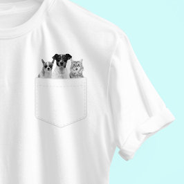 Pet In Pocket | Custom 3 Pet Photo Tシャツ