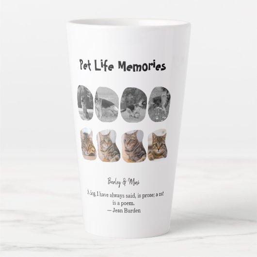 Pet Life Memories 8 Photo Collage Tribute Template カフェラテマグ (正面)