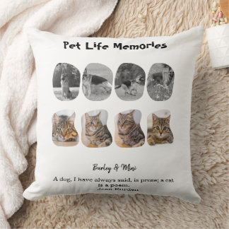 Pet Life Memories 8 Photo Collage Tribute Template クッション