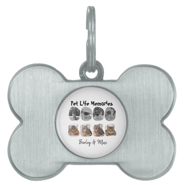 Pet Life Memories 8 Photo Collage Tribute Template ペットネームタグ (正面)