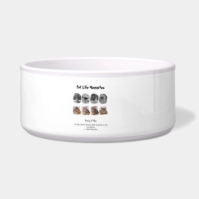 Pet Life Memories 8 Photo Collage Tribute Template ボウル (正面)