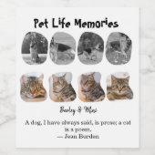 Pet Life Memories 8 Photo Collage Tribute Template ワインラベル (シングルラベル)