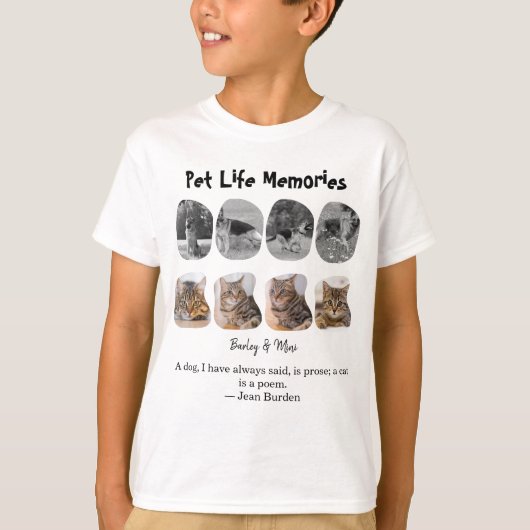 Pet Life Memories 8 Photo Collage Tribute Template Tシャツ (正面)
