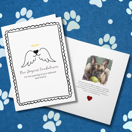 Pet Loss Sympathy Dog Angel Wings Custom Photo カード
