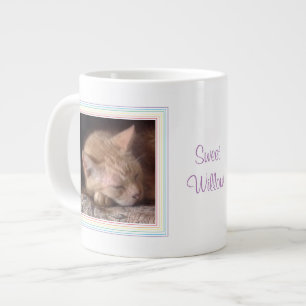 PET LOVEビッグホワイトマグカップ+文字/レインボー ジャンボコーヒーマグカップ
