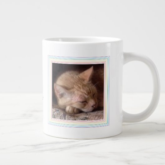 PET LOVEビッグホワイトマグカップ+文字/レインボー ジャンボコーヒーマグカップ (右)