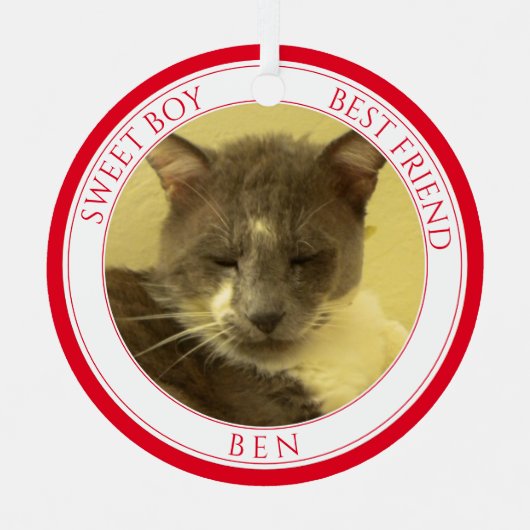 PET LOVEメタルサークルオーナメント+文字/赤 メタルオーナメント (正面)