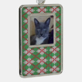 PET LOVE額縦型オーナメント/クリスマスニット シルバープレートフレームオーナメント (右)