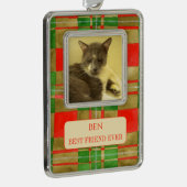 PET LOVE Framed Verオーナメント+文字MacGregorPlaid シルバープレートフレームオーナメント (右)