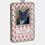 PET LOVE Framed Vertオーナメント+文字/ハート シルバープレートフレームオーナメント (右)