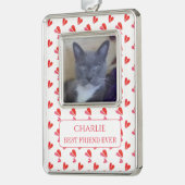 PET LOVE Framed Vertオーナメント+文字/ハート シルバープレートフレームオーナメント (左)