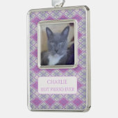 PET LOVE Framed Vertオーナメント+文字/薄紫ニット シルバープレートフレームオーナメント (左)