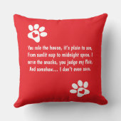 Pet Love Paw Heart Design with Fun Poem クッション (裏面)