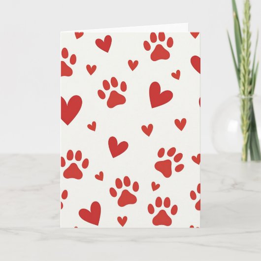 Pet Love Paw Print Hearts Card カード (正面)