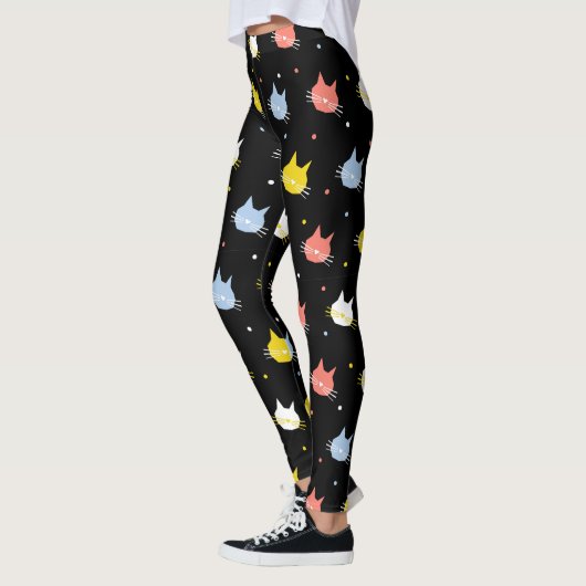 Pet Lover Black Red Yellow Kittens Cats Patterns レギンス (左)