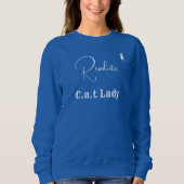 Pet Lover Blue And White Script Customized Cat Mom スウェットシャツ (正面)
