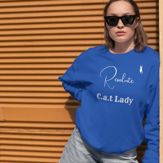 Pet Lover Blue And White Script Customized Cat Mom スウェットシャツ