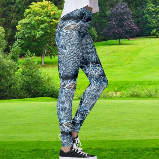 Pet Lover Cat Mom Modern Crazy Blue Denim Jeans  レギンス