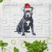 Pet Lover Holiday Bluenose Pitbull Dog Christmas キッチンタオル (折り畳み)