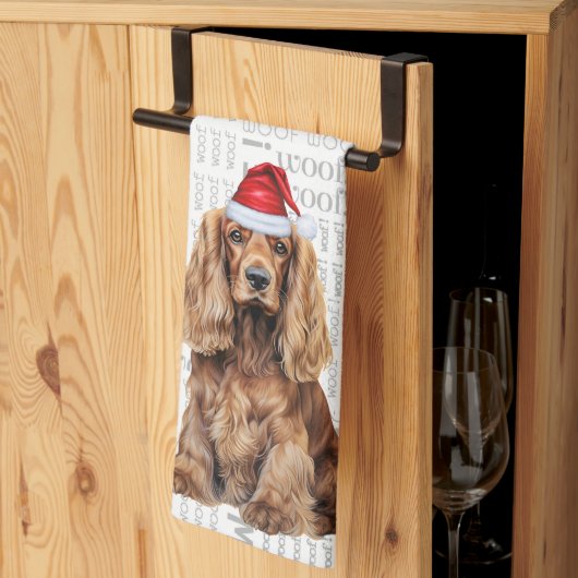 Pet Lover Holiday Cocker Spaniel Dog Christmas キッチンタオル (三つ折り)