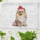 Pet Lover Holiday Pomeranian Dog Christmas キッチンタオル (折り畳み)