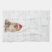 Pet Lover Holiday Pomeranian Dog Christmas キッチンタオル (横)