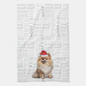 Pet Lover Holiday Pomeranian Dog Christmas キッチンタオル (縦)
