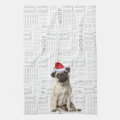 Pet Lover Holiday Pug Santa Dog Christmas キッチンタオル (縦)